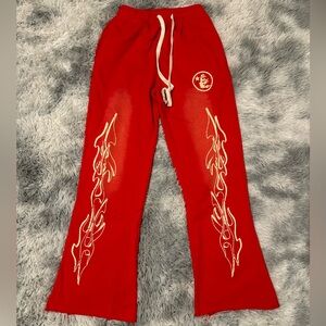 Hellstar Flames Red Sweatpants Mens Size Large
